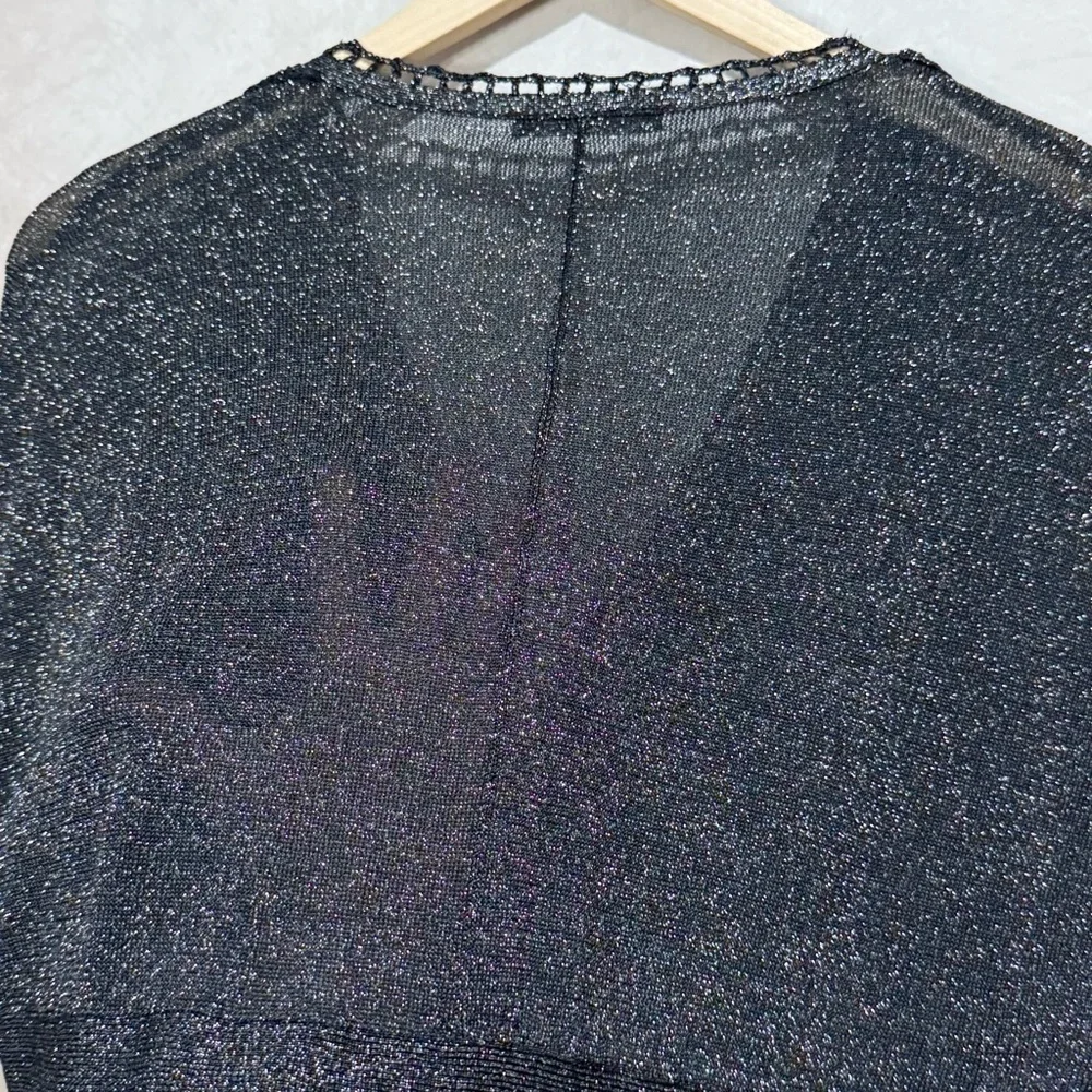 Michael Simon Vintage Black Gold Lurex Blouse, Whimsigoth 90s/Y2K Glam Holiday - Picture 10 of 15